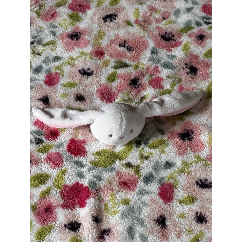 Baby Thro Rilynn Bunny Rabbit Floral Lovey Security Blanket Oversized 30x30 RARE